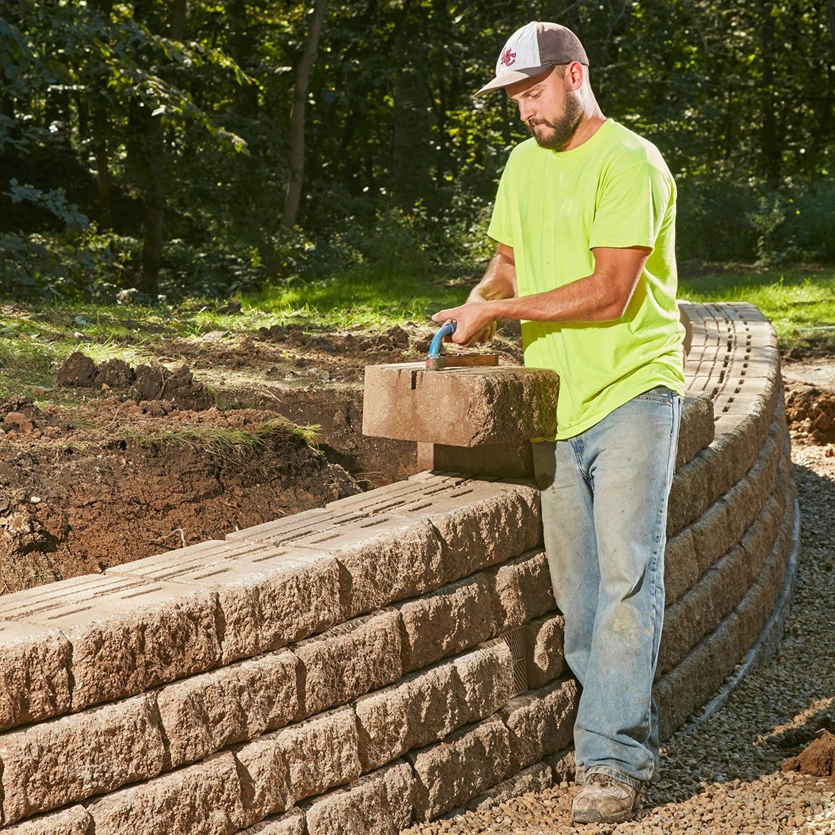 Install Retaining Wall Blocks for 1 sqft